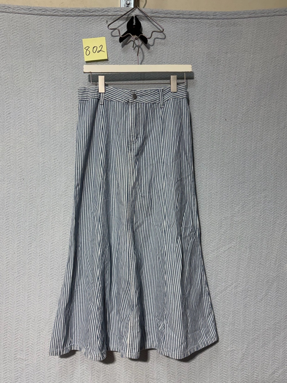 Striped Blue and White Denim Maxi Skirt Petite Medium